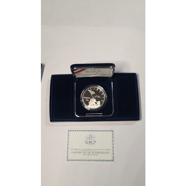 2005-P United States Mint Marine Corps 230th Anniversary 90% Silver Proof Dollar  