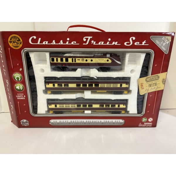 Classic Train Set - Wow Toyz Railroad - 20 Piece Battery Operated Train Set - diesel locomotive