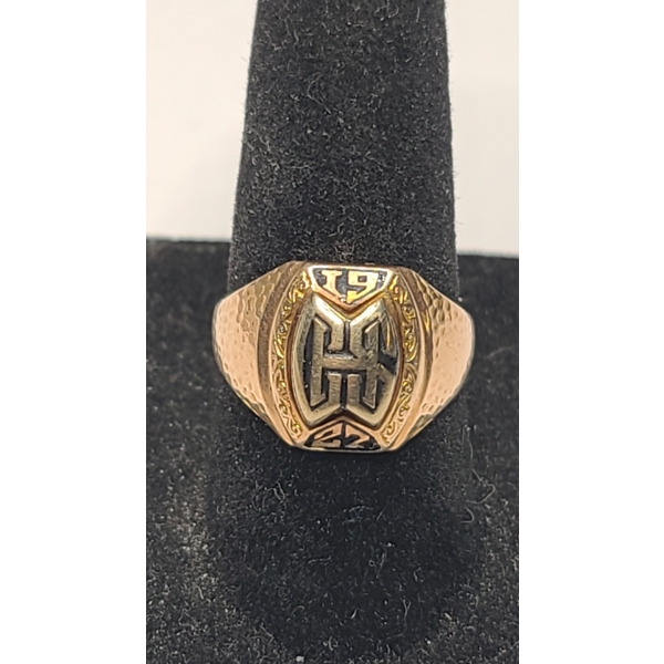 Vintage 10K Yellow Gold With Black Enamel 1922 CHS High School Class Ring - Size 7 - Weight: 6.8g