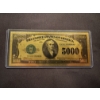 Image 1 : $5,000 James Madison Pure 24k .999999 Gold Foil Note - Mint Condition 