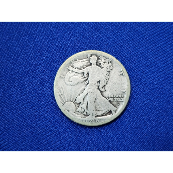 Key Date 1916-D, Obverse Mintmark 90% Silver Walking Liberty Half Dollar 