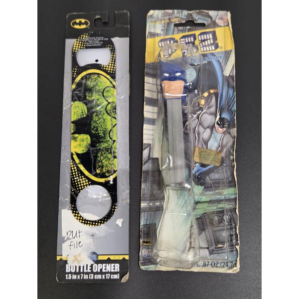 Batman Metal Bottle Opener And Batman Pez Dispenser In Box