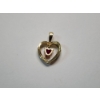 Image 2 : 10K Yellow Gold Heart Pendant with Ruby Colored Center Stone TW: 1.8g