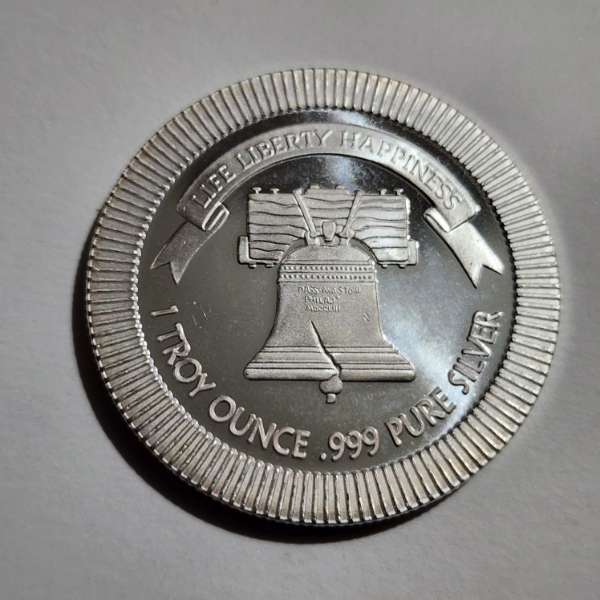 One Troy Ounce .999 Fine Silver "Life Liberty Happiness" Round