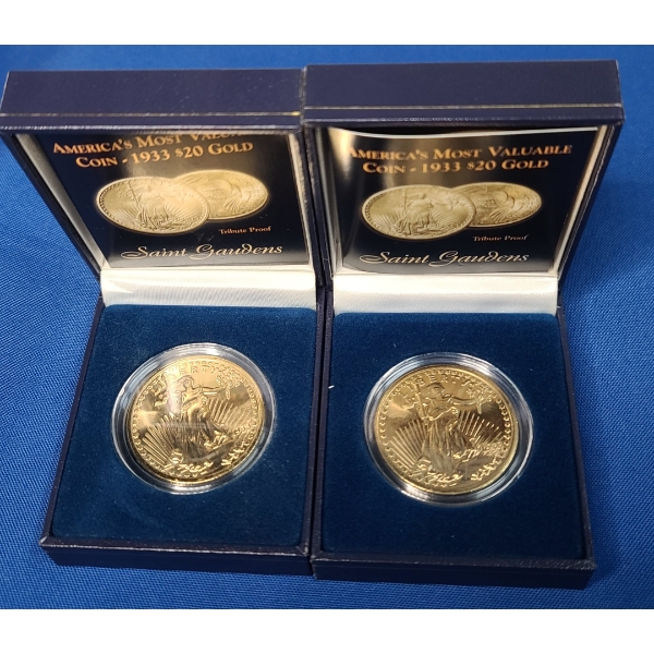 (2) $20 Gold- Saint Gaudens Tribute 24KT Gold Clad Proof Coins