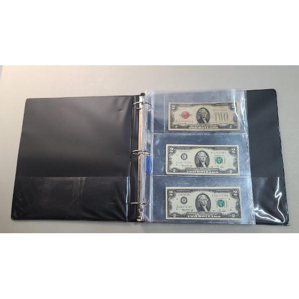 Assorted U.S Currency Including Series 1928 G $2 Red Seal Bank Note In Binder - Face Value: $6