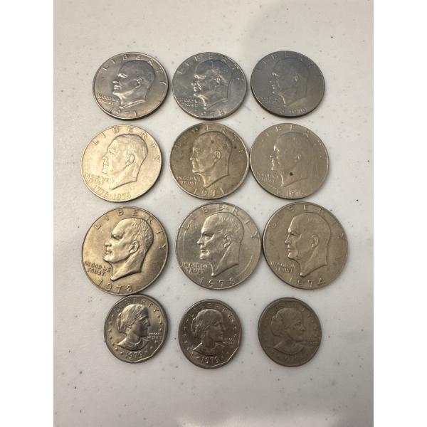 9 Eisenhower & 3 Susan B. Anthony $1.00 Coins - Excellent Condition - $12 Face Value Total