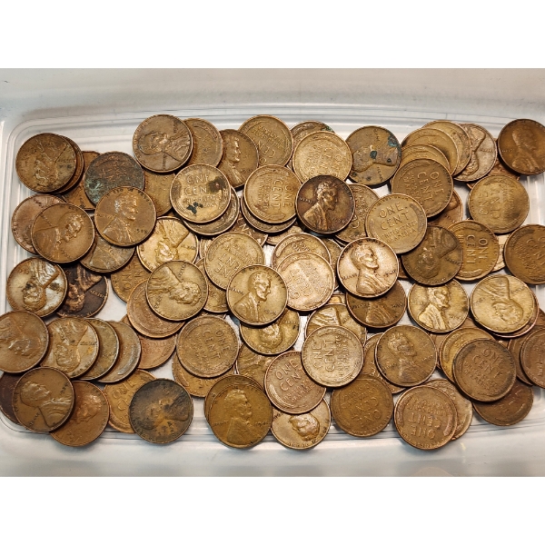 Approx. $1.00 Face Value of Assorted 1930's-1940's Lincoln Wheat Pennies 