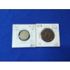 Image 1 : 2 U.S. Coins:  Rare 1866 Shield Nickel WITH RAYS! & 1839 Large One-Cent Piece