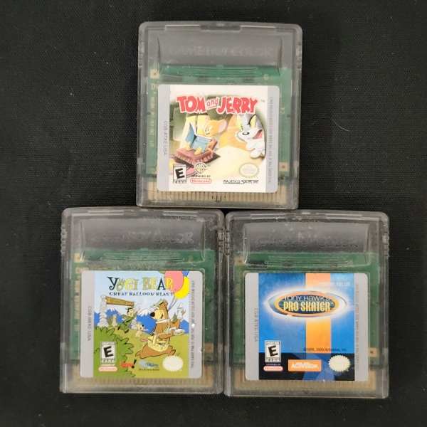 Three Assorted Nintendo Gameboy Color Video Games Including Tony Hawk, Yogi & Tom and Jerry!