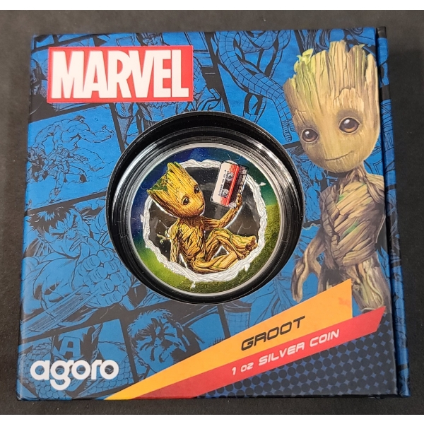  2025 Niue Marvel Guardians of the Galaxy Groot 1 oz 999 Fine Silver Silver Coin - Mintage 2,000