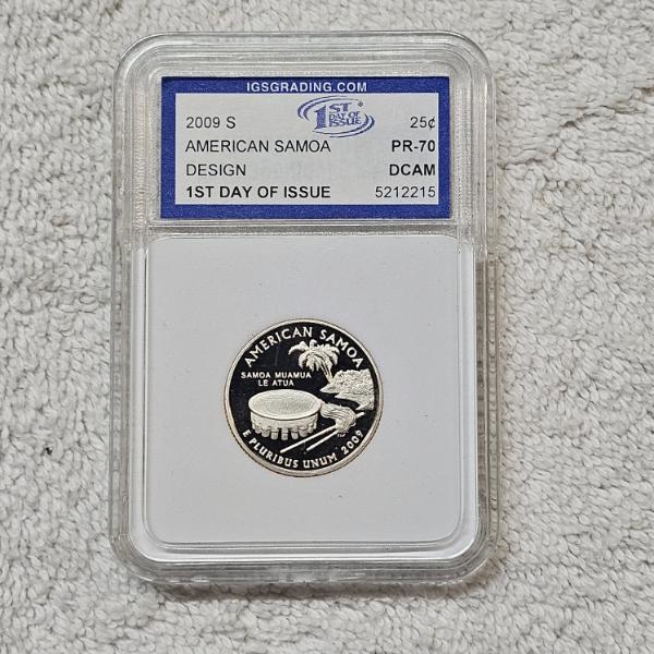 2009-S 90% Silver Samoa Quarter certified as PR-70 Deep Cameo (DCAM) by IGS Grading