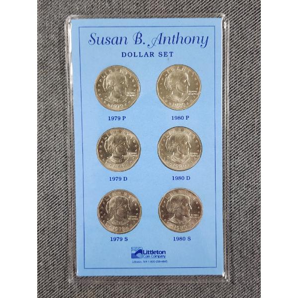 Susan B. Anthony Dollar Set Featuring Three Different Minted Coins Each From 1979 & 1980 ~ 6 Coins