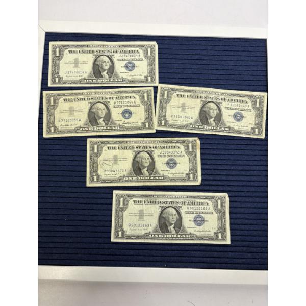 One Dollar Silver Certificates Blue Seal - 5 Total - 1957 A (4)- 1957
