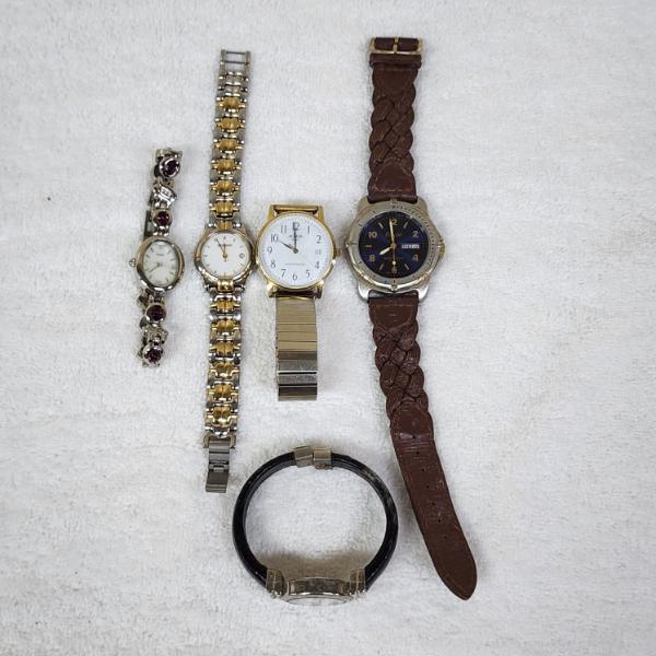 Nice Lot of Five Assorted Wrist Watches ~ Variety of Brands & Styles