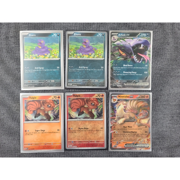 Lot of Six Assorted Pokemon 151 Trading Cards Including Commons, Reverse Holo's & Holo's!