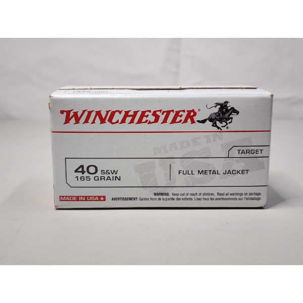 Winchester USA 40 S&W Ammo 165 Grain Full Metal Jacket - Brand New Sealed Box