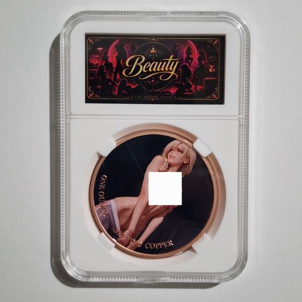 1 Oz .999 Fine Copper Colorized Beauty Round in Slab Case