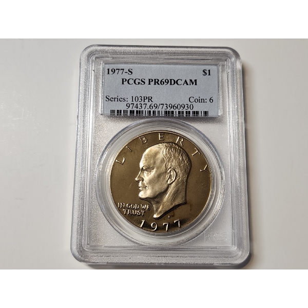 1977-S Eisenhower Dollar Graded PR 69 DCAM by PCGS