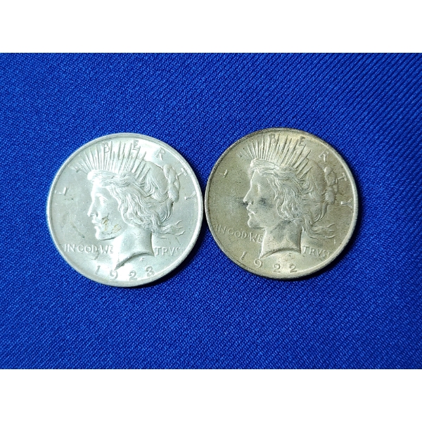 x2 Silver Peace Dollars - 1923 & 1922