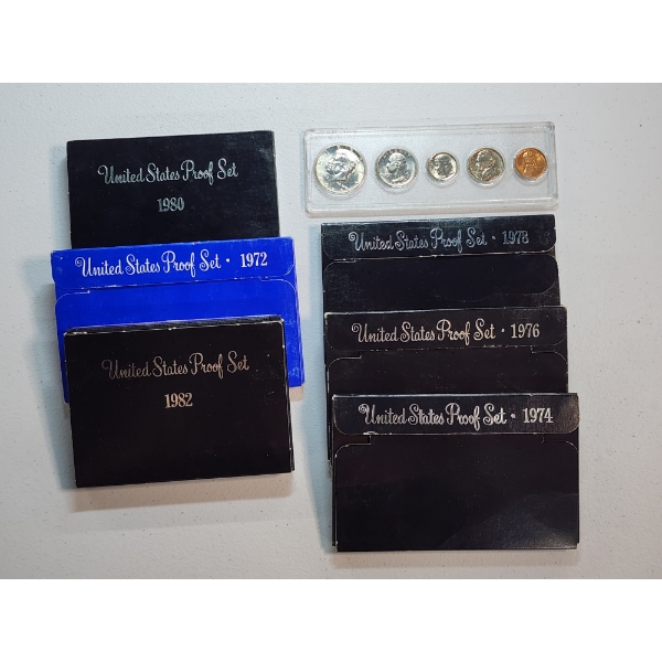 Lot of Assorted United States Proof Sets - Years: 1980, 1972, 1982, 1978, 1976, 1974, 1966