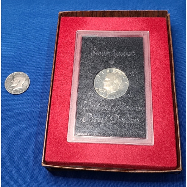 1971-S Eisenhower United States 40% Silver Proof Dollar & 1776-1976 Bicentennial Kennedy Half Dollar