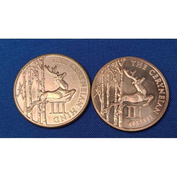 (2) 1 ADVP Oz .999 Fine Copper Rounds - The Ceryneian Hind