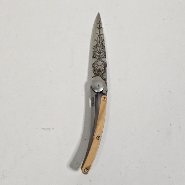 Deejo 37g Juniper Wood Art Nouveau Tattoo Folding Pocket Knife 7.87"