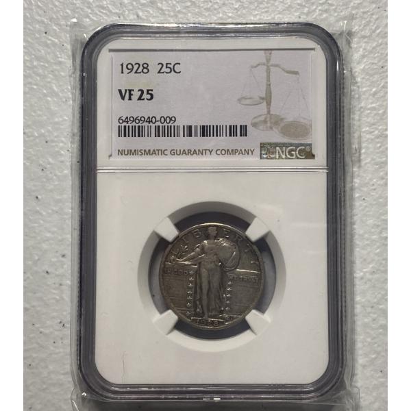 NGC VF 25 1928 Standing Liberty 90% Silver Quarter