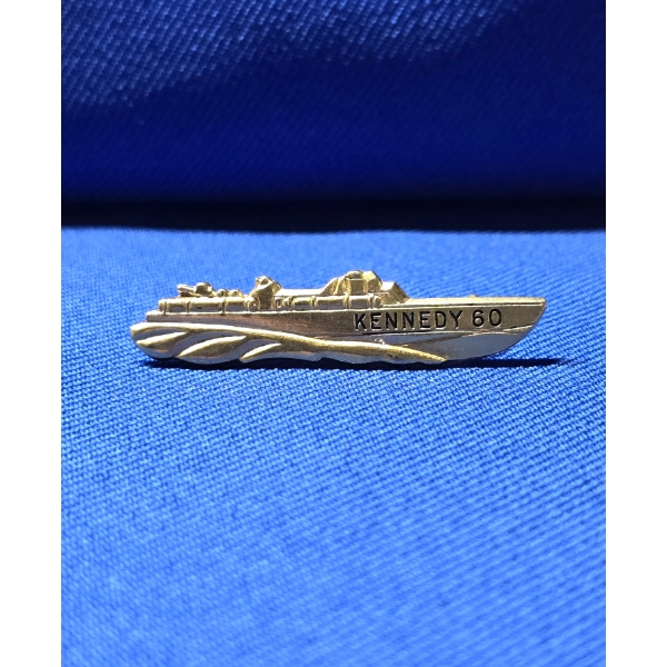 AUTHENTIC 1960 John F. Kennedy Presidential Campaign PT Boat GOLD Pin