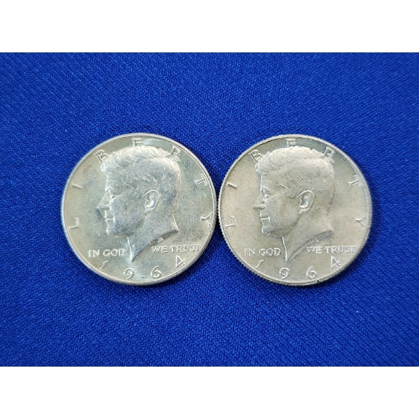 x2 1964 90% Silver Kennedy Half Dollars FV: $1.00
