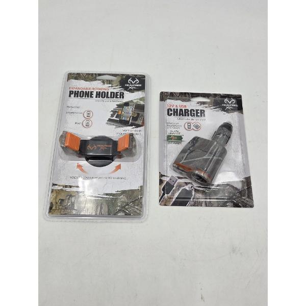 Brand New Camo Real Tree Phone Holder And 12V Quick Charge USB Charger