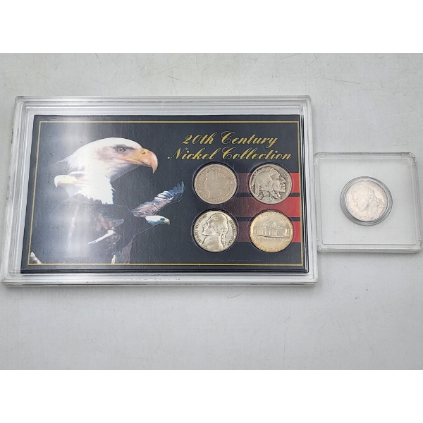 20th Century Nickel Collection: Barber, Buffalo, 35% Silver Jefferson, Jefferson, & LA Purchase 