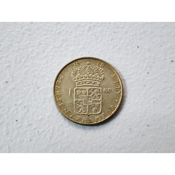 1960 Gustaf Adolf 1 Krona 40% Silver Coin ASW: 0.09oz