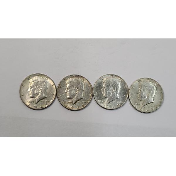 (4) Assorted Years/Mint Marks United States 40% Silver Kennedy Half Dollars - Face Value: $2.00