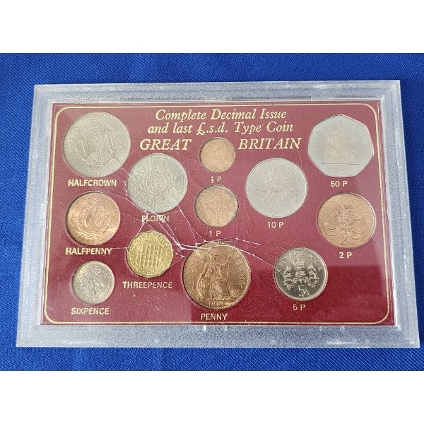Great Britain Complete Pre-Decimal Decimal Set - 12 Coins in Holder