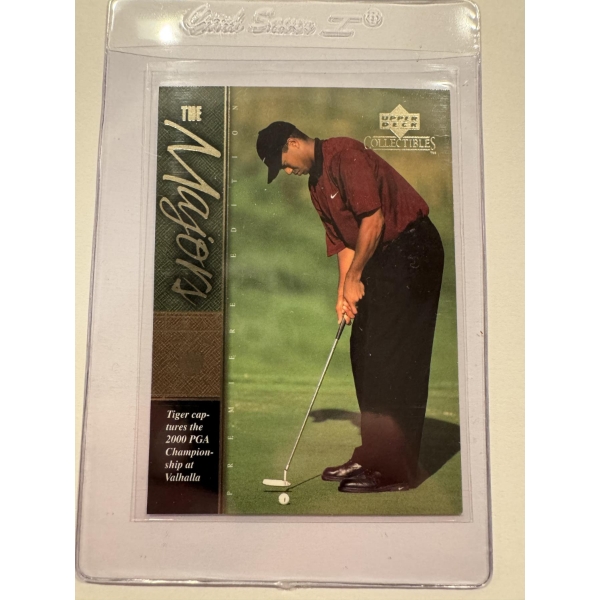 2001 Upper Deck Tiger Woods Rookie Golf Card In Protective Holder - High Grade - Mint Condition