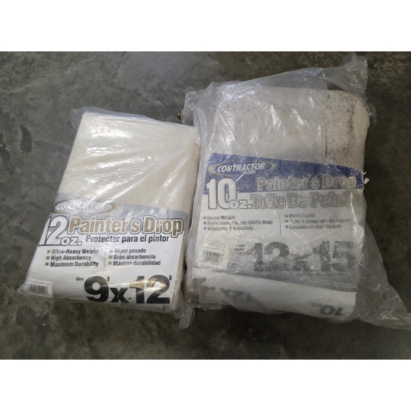Two Brand New Drop Cloths- 9'x12' And 12'x15'