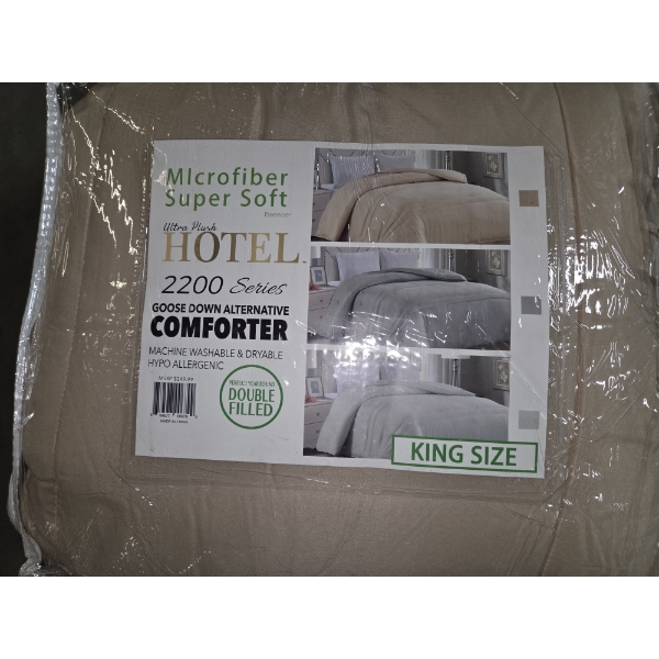 New Plush Hotel King Microfiber Down Alternative Tan Comforter