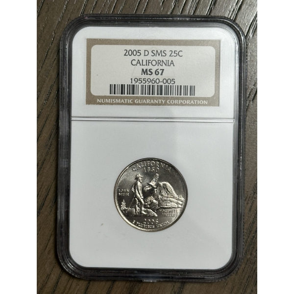 NGC MS67 2005-D SMS State Quarter -  California