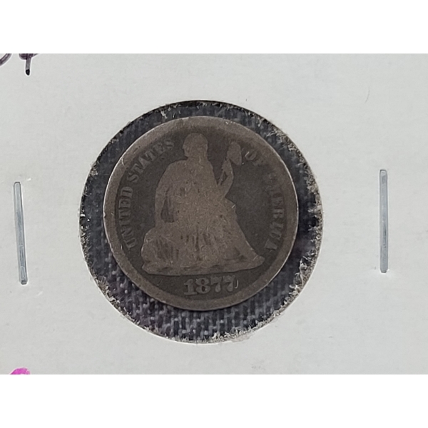 1877-CC Seated Liberty Silver Dime in Good Condition