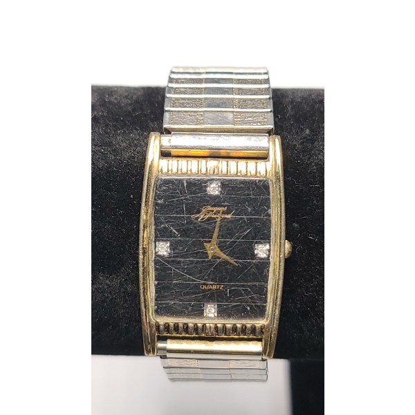 Vintage Jacques Prevard Quartz Tank Watch With Black Diamond Dial - Untested