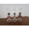 Image 1 : (3) Beautiful Vintage Clear Glass Oil Lamps - About 19in Tall