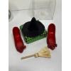 Image 4 : Themed collectible set featuring miniature replicas of the ruby slippers, a witch's hat, and a broom