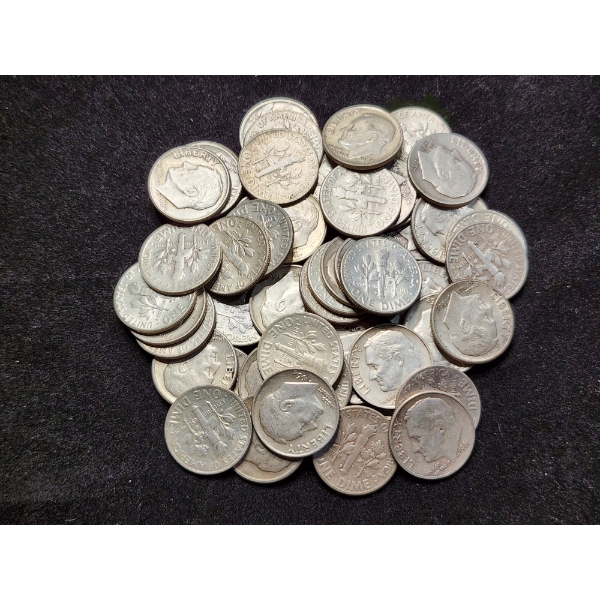 $5 Face Value in Assorted Unsearched 90% Silver Dimes 