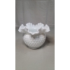 Image 2 : Beautiful Fenton Milk Glass Hobnail Ruffled Edge Vase