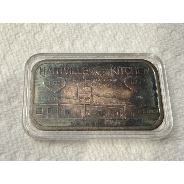 Extremely Rare Vintage Hartville Kitchen OHIO .999 Fine Silver One Ounce Bar - Mint Condition