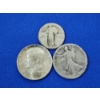Image 1 : x3 U.S. 90% Silver Coins: 1964 Kennedy Half Dollar, Unknown Year Quarter & Half Dollar FV: $1.25