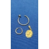 Image 1 : 14K Gold "J" Pendant & 14K Gold Single Earrings - Total Weight: 2.5g