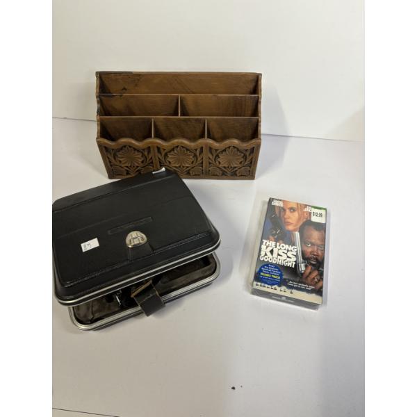 Zenor Vintage Camcorder - Wooden Storage Bin - The Long Kiss Goodnight VHS